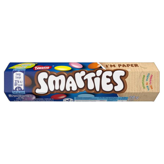 Nestlé Smarties Hexatube sokerikuorrutettuja maitosuklaarakeita 38g