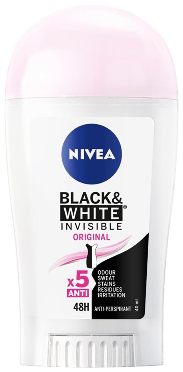NIVEA 40ml Black & White Invisible Original Deo Stick -antiperspirantti
