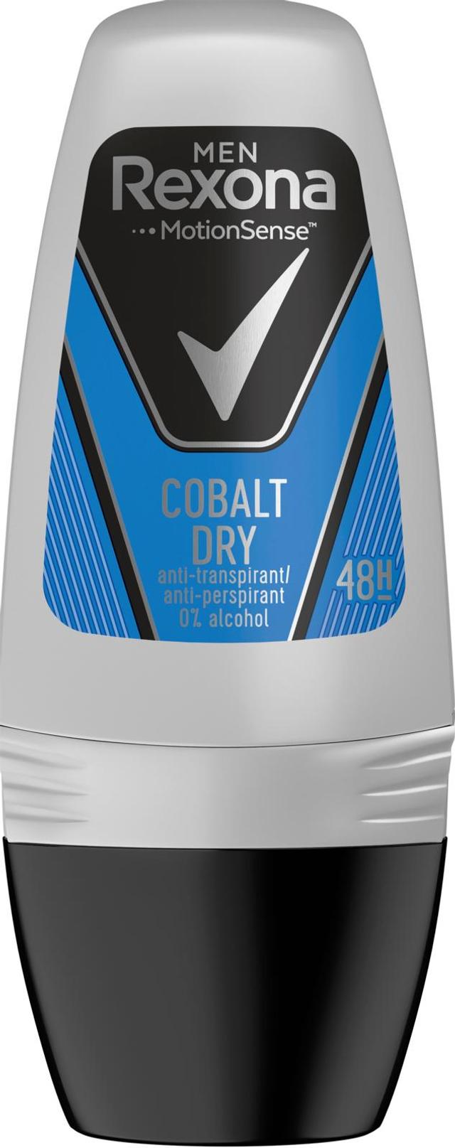 Rexona for Men Cobalt Antiperspirantti Deodorantti Roll-on Miehille 48 h suoja Raikas tuoksu 50 ml