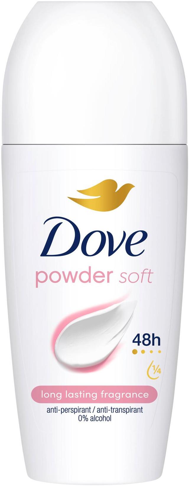 Dove 48h Powder Antiperspirantti Deodorantti Roll-on mukana kosteusvoide 50 ml