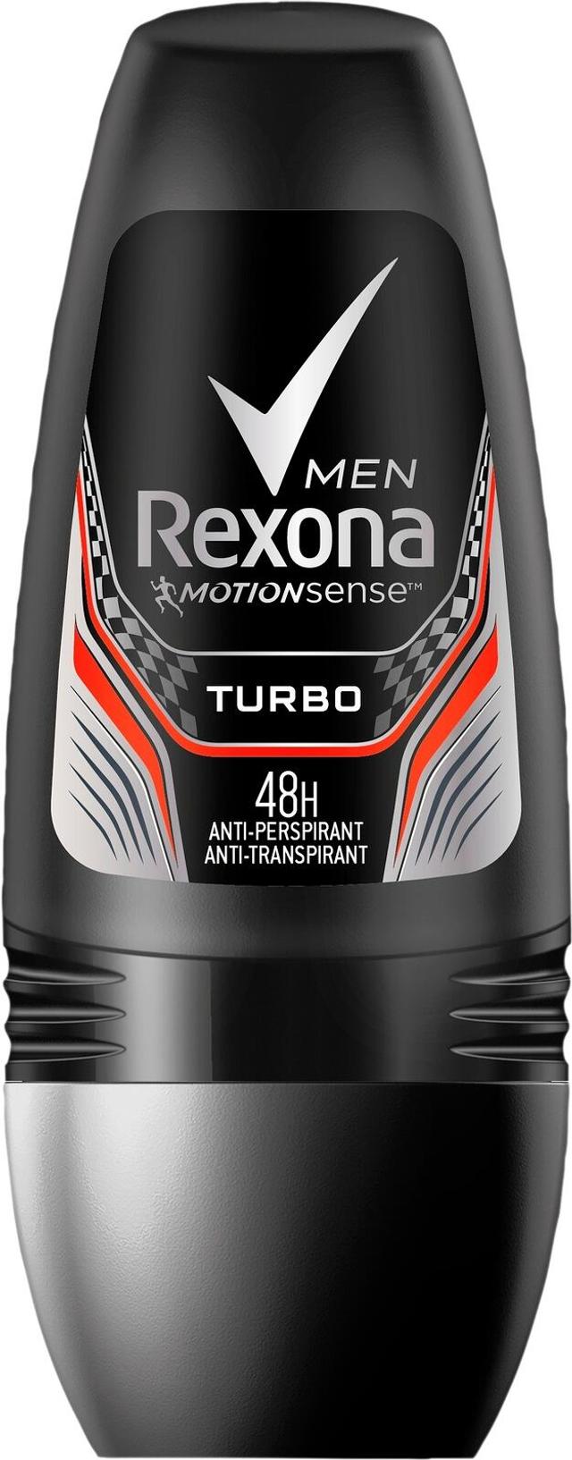 Rexona for Men Turbo Antiperspirantti Deodorantti Roll-on Miehille 48 h suoja 50 ml