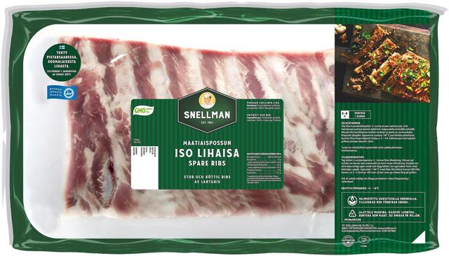 Snellman Maatiaispossun iso lihaisa spare ribs n800g