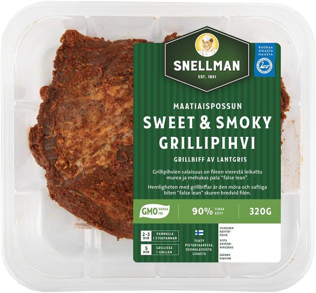 Snellman Maatiaispossun sweet & smoky grillipihvi 2 kpl n320g