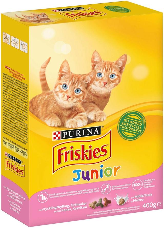 Friskies 400g Junior Cats Kanaa, Maitoa ja Kasviksia kissanruoka