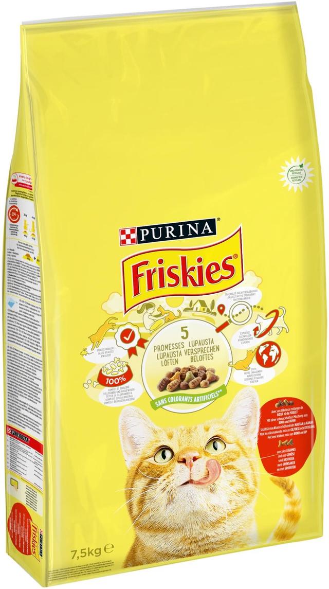 Friskies 7,5kg Adult Nautaa, Kanaa ja Kasviksia kissanruoka