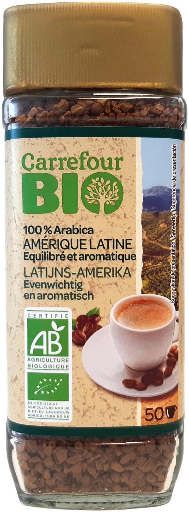 Carrefour Bio Café soluble Amérique Latine Pur Arabica pikakahvi 100 g