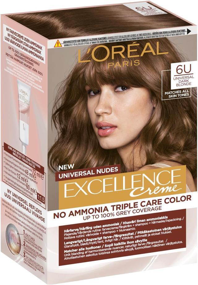 L'Oréal Paris Excellence Universal Nudes 6U Universal Dark Blonde kestoväri ilman ammoniakkia 1kpl