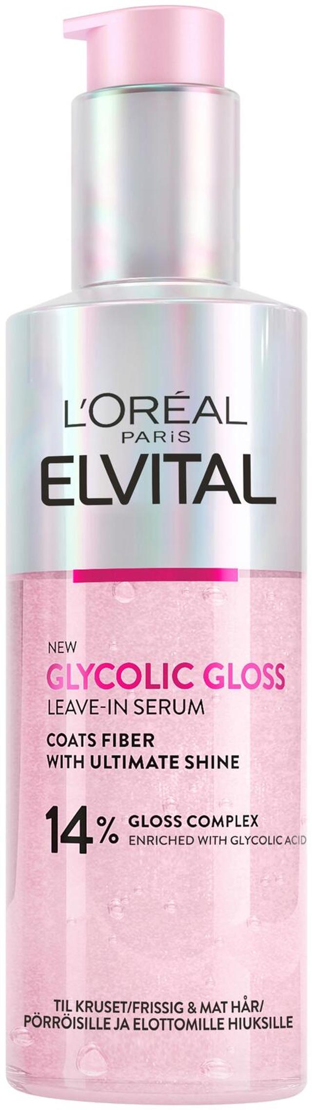 L'Oréal Paris Elvital Glycolic Gloss hiuksiin jätettävä seerumi kiillottomille hiuksille 150ml