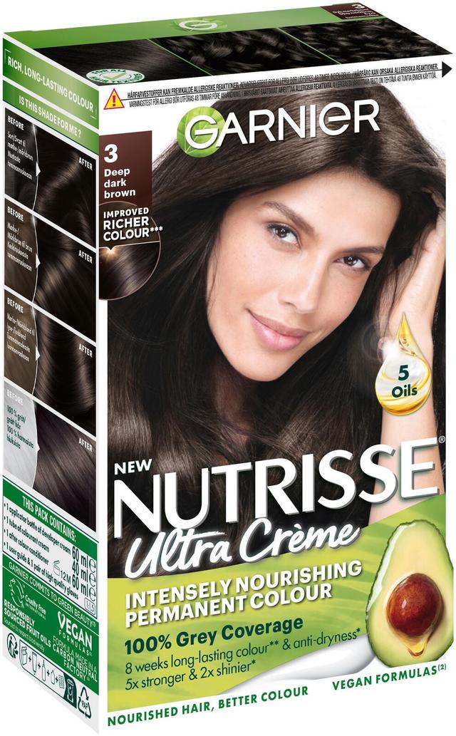 Garnier Nutrisse Ultra Creme 3.0 Deep Dark Brown Syvä Tummanruskea kestoväri 1kpl