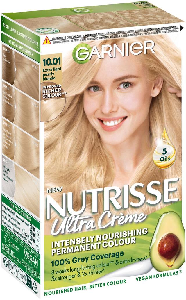 Garnier Nutrisse Ultra Creme 10.01 Extra Light Pearly Blonde Kirkas Helmiäisvaalea kestoväri 1kpl