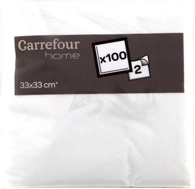 Carrefour lautasliina valkoinen 33 cm 100 kpl