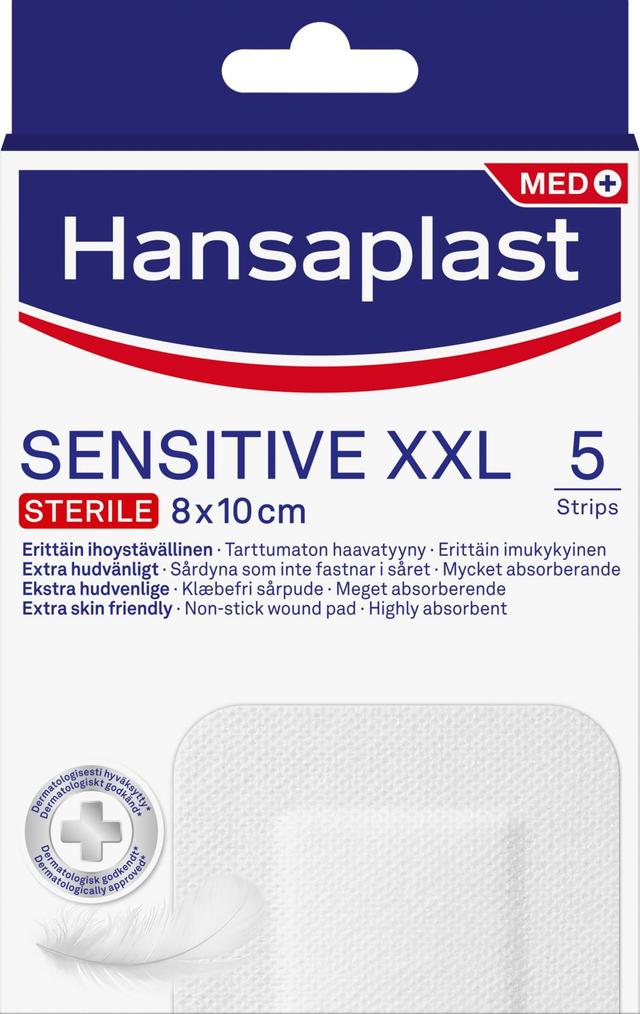 Hansaplast 5kpl Sensitive XXL 8x10cm -laastari