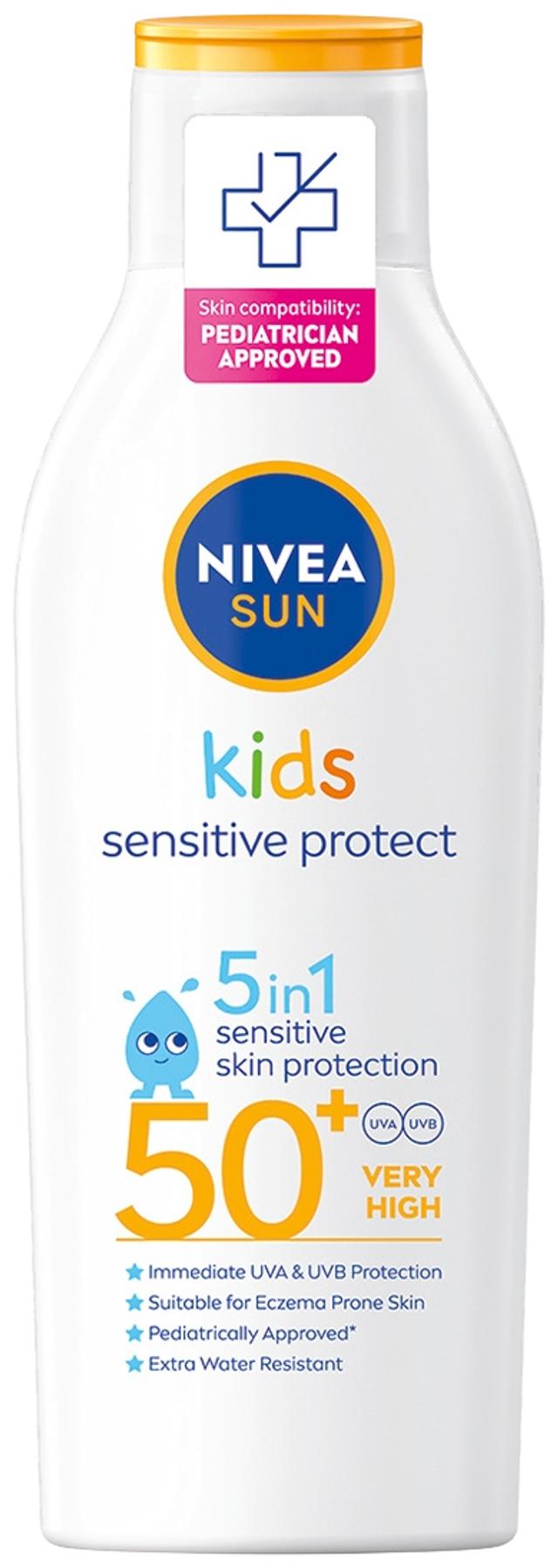 NIVEA SUN Kids 200ml Sensitive Protect Sun Lotion SK50+ -aurinkosuojavoide