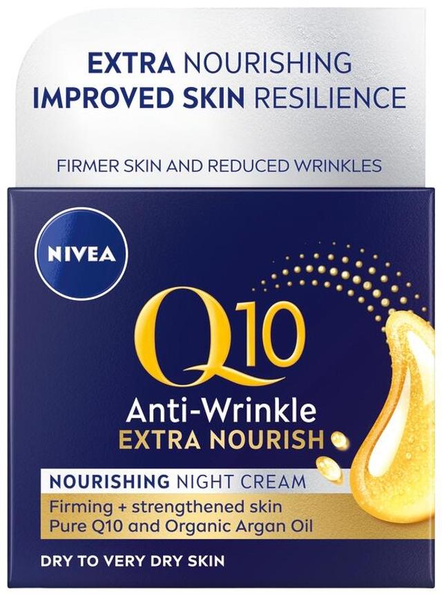 NIVEA 50ml Q10 Anti-Wrinkle Extra Nourish Night Cream -yövoide