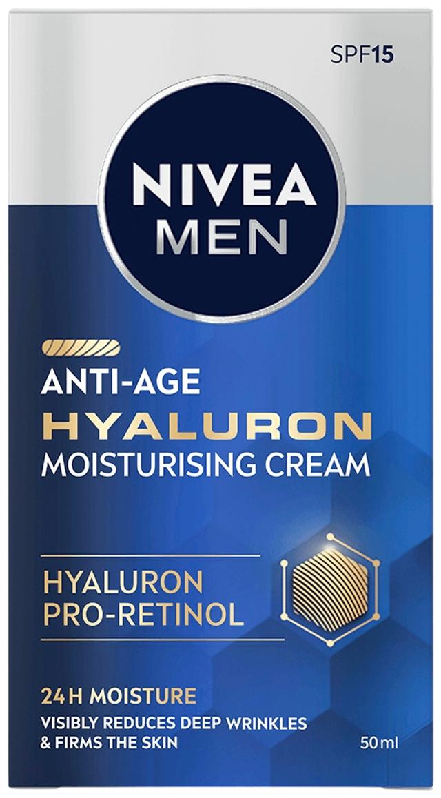 NIVEA MEN 50ml Anti-Age Hyaluron Face Moisturising Cream SPF15 -kasvovoide