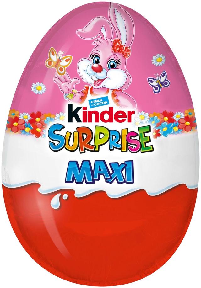Kinder Surprise maitosuklaahahmo maitoisalla sisäpinnalla pinkki. sisältää lelun 100g Pääsiäinen