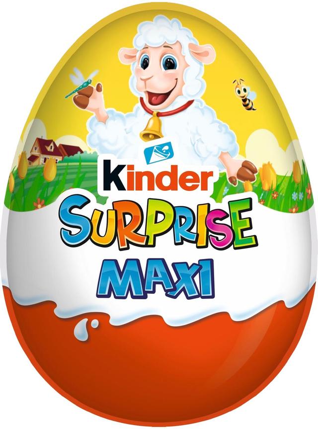 Kinder Maxi Surprise maitosuklaahahmo maitoisalla sisäpinnalla. sisältää lelun 100g pääsiäinen