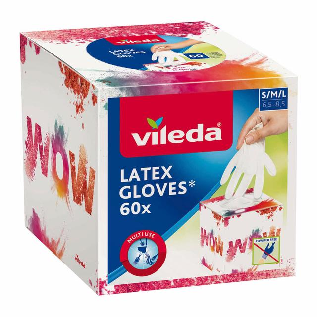 Vileda Latex Gloves 60x lateksikertakäyttökäsine S/M/L