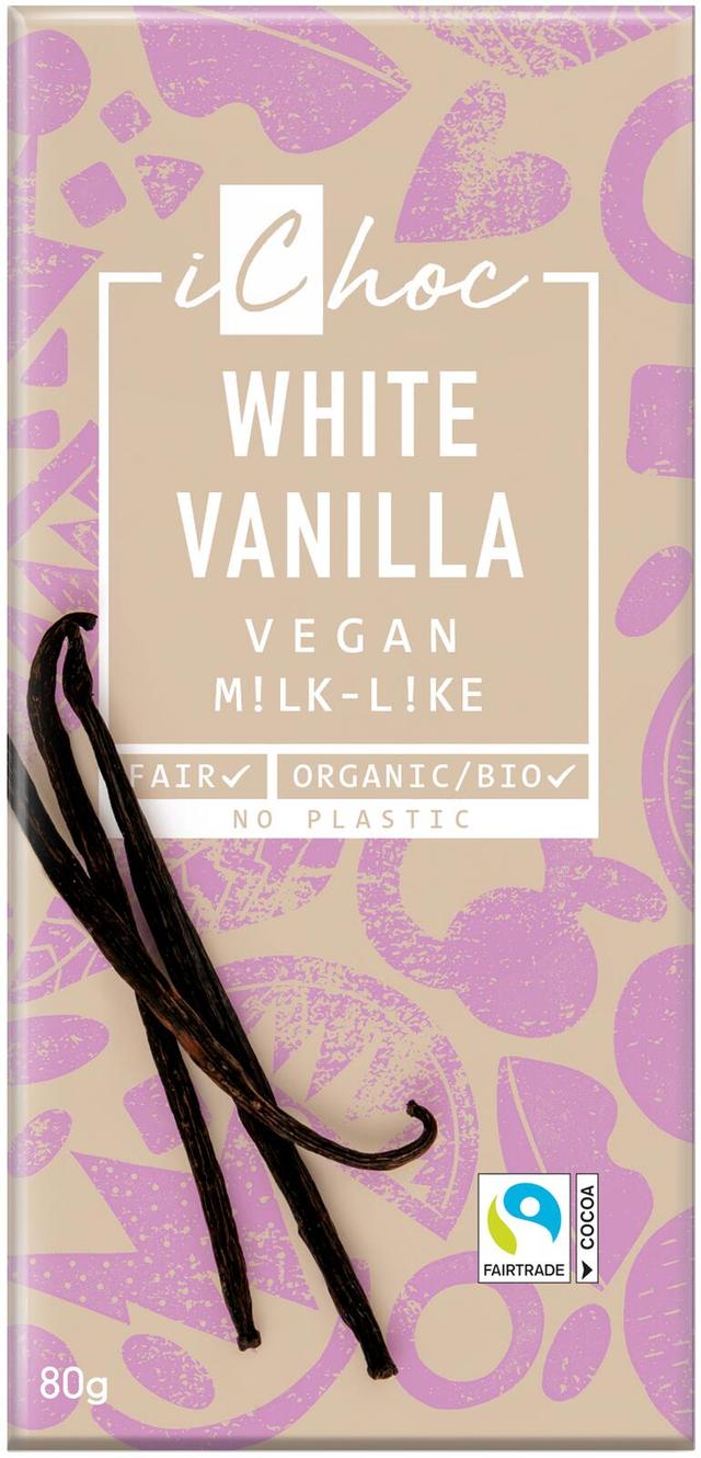 iChoc luomu valkosuklaa vanilja vegaaninen 80g