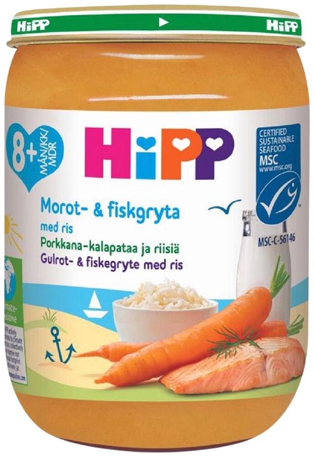 HiPP 190g Porkkana-kalapataa ja riisiä 8kk