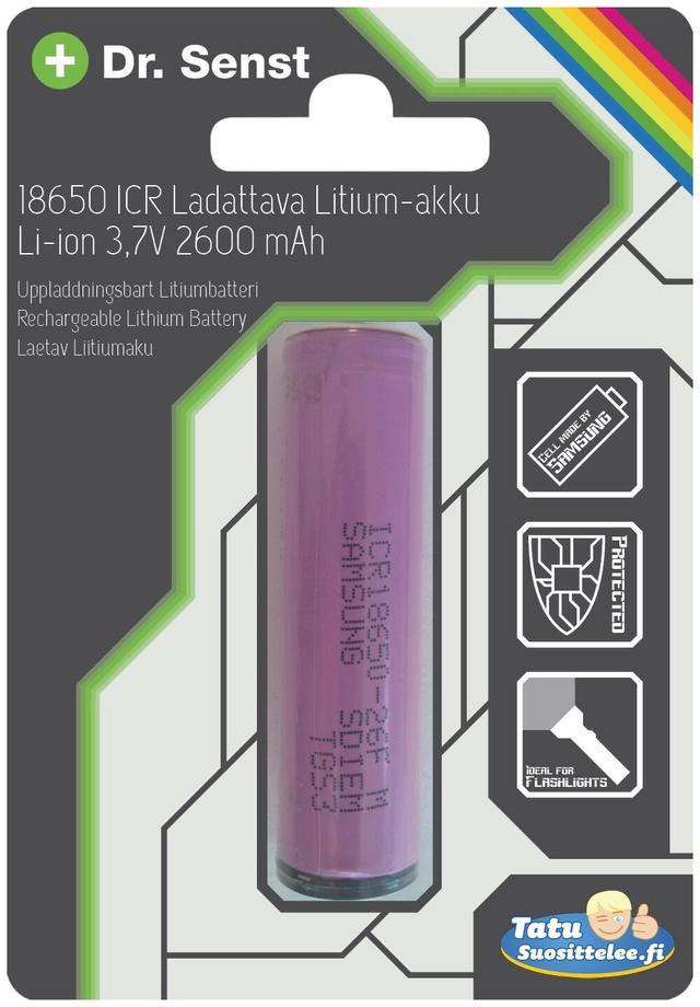 Dr. Senst ICR18650 ladattava Li-ion-akku 2600 mAh