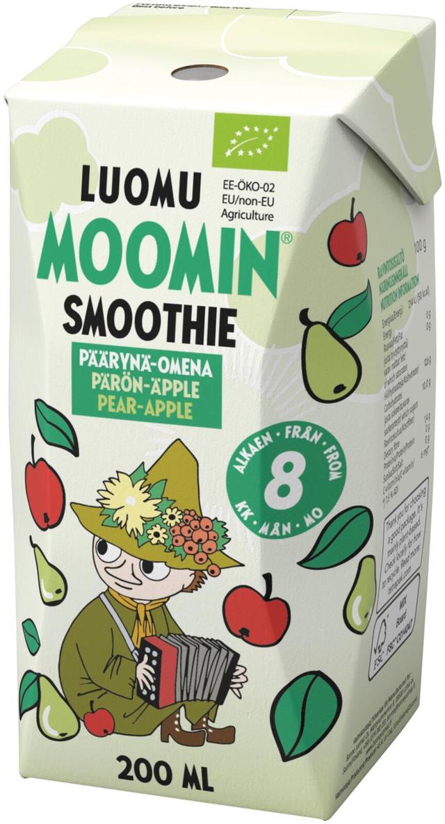 Moomin päärynä omena smoothie luomu 200ml