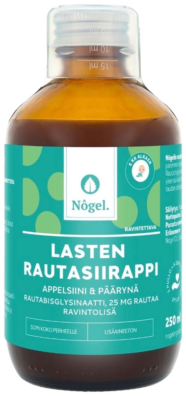 Nogel Lasten rautasiirappi, appelsiini & päärynä, 25 mg/10 ml, 250 ml