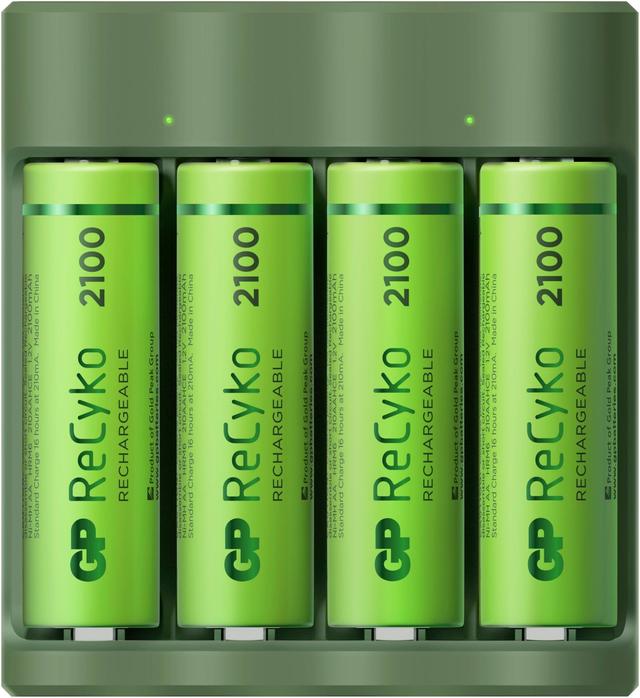 GP Recyko akkulaturi usb B421, sisältää 4 kpl AA NiMH 2100mAh akkuja