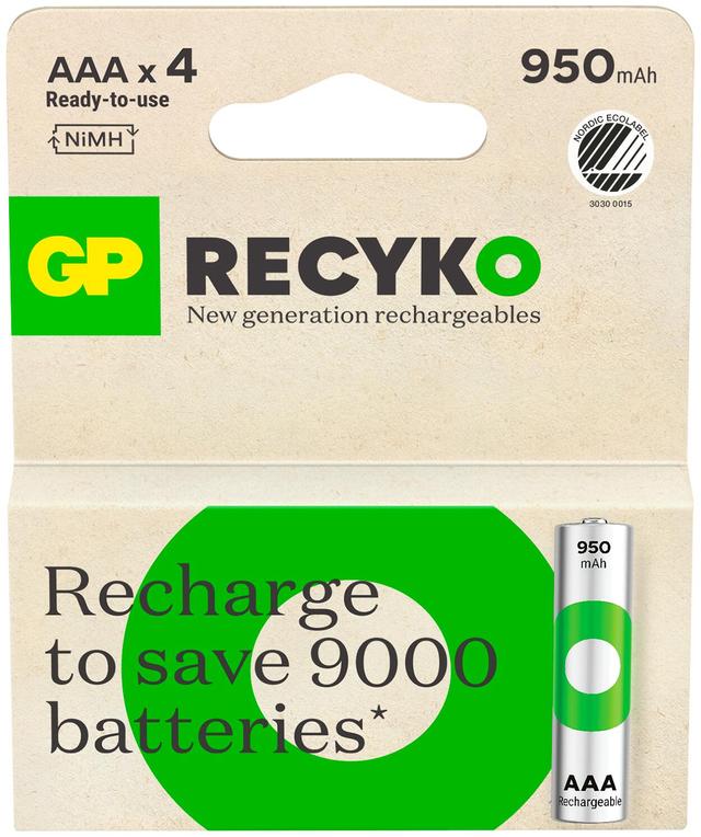 GP recyko ladattava  aaa 950mah nimh akku 4kpl