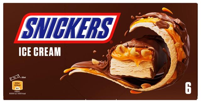 Snickers jäätelöpatukat 6-pack 273,6g/301,8ml