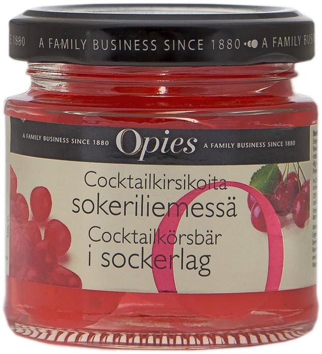 Opies cocktailkirsikoita sokeriliemessä 130/70g