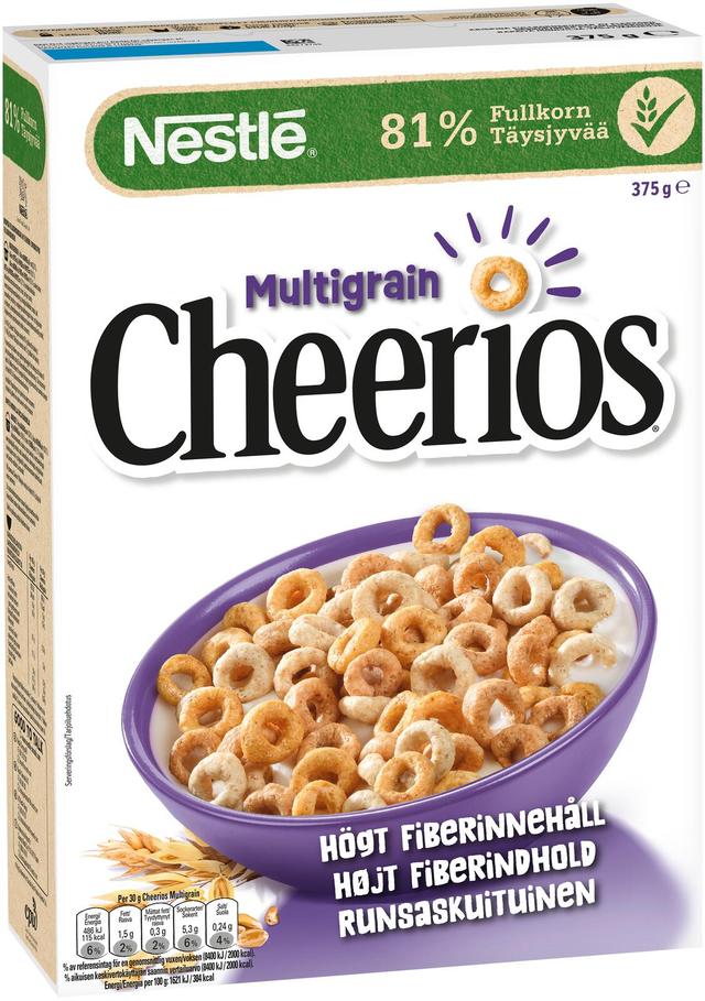 Nestlé Cheerios 375g Monivilja rapeita monivilja-täysjyvämuroja