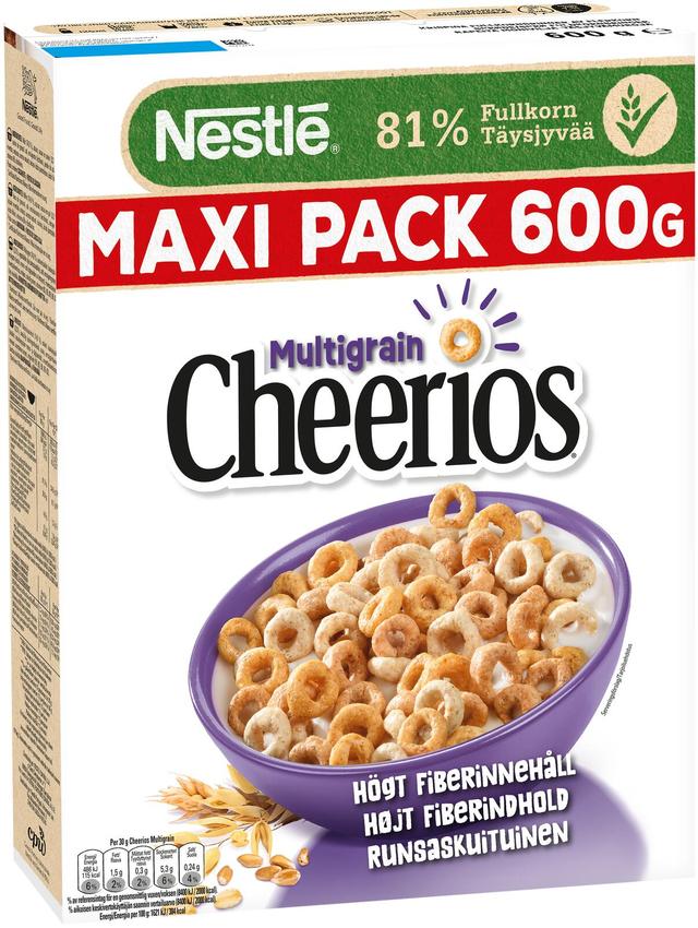 Nestlé Cheerios 600g Monivilja rapeita monivilja-täysjyvämuroja