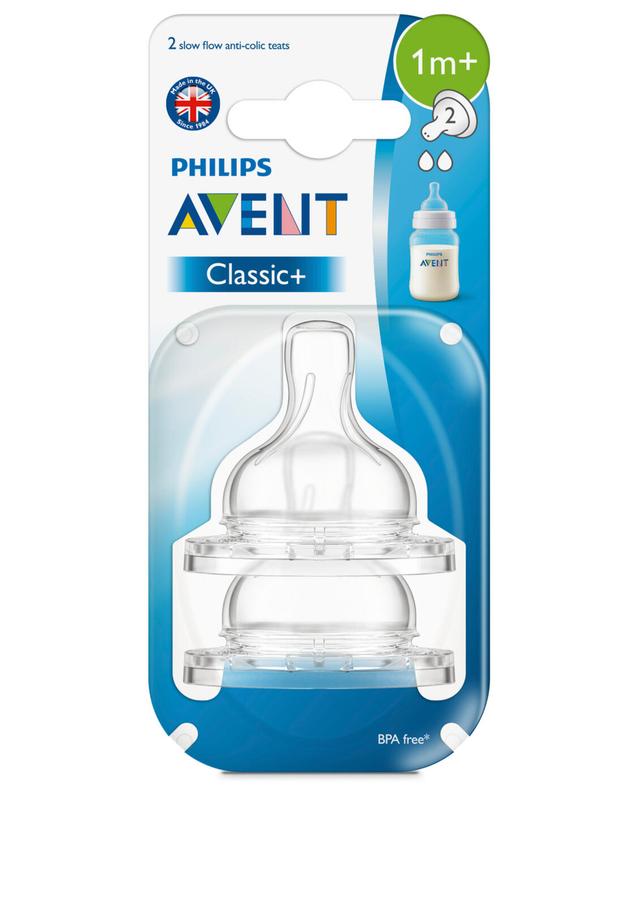 Philips Avent Classic Pullotutti 2 reikää hidas virtaus, 2kpl, 1kk+