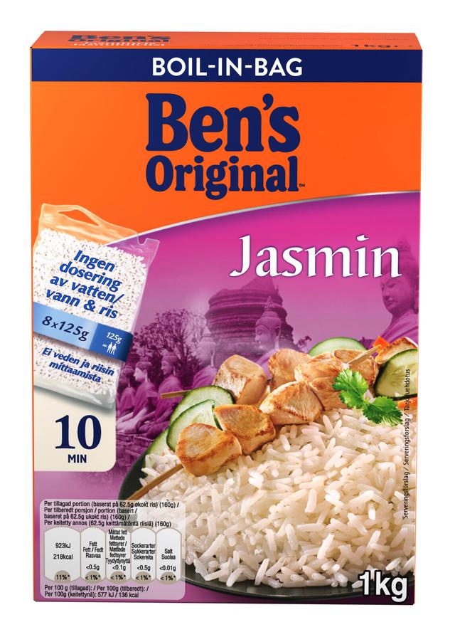 Ben's Original Jasmiiniriisi keitinpusseissa 8x125g