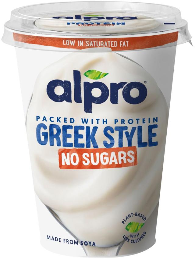 Alpro Greek Style No Sugars Hapatettu soijavalmiste, maustamaton 400g