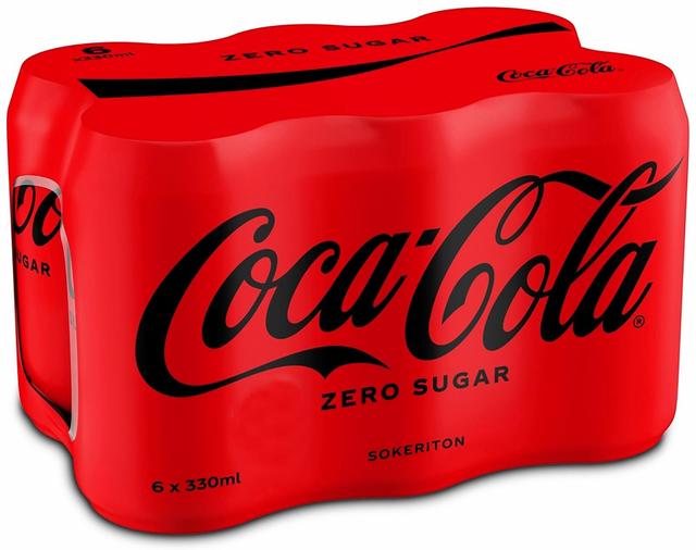 6-pack Coca-Cola Zero Sokeriton virvoitusjuoma tölkki 0,33 L