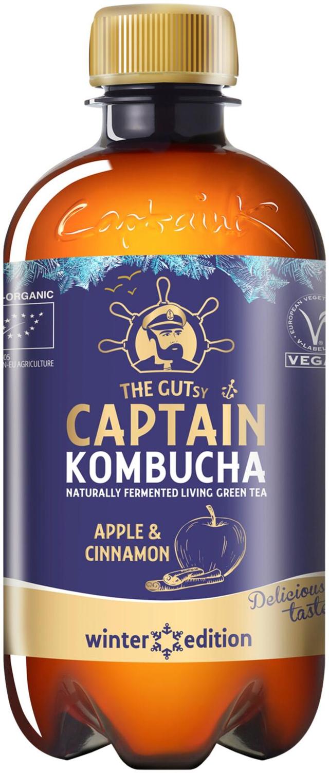 400ml The Gutsy Captain Kombucha Apple & Cinnamon kombucha-juoma LUOMU