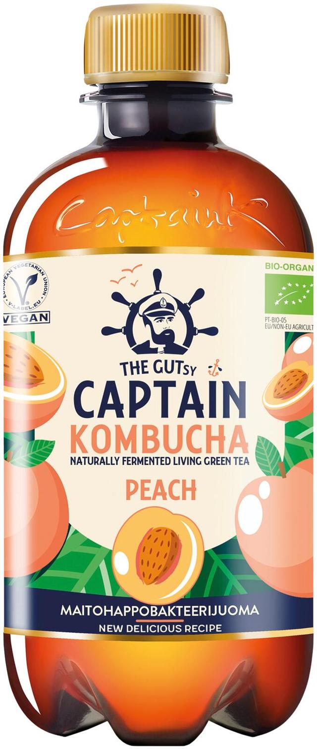 The Gutsy Captain Peach kombucha-juoma LUOMU 400ml