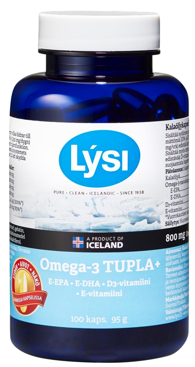 Lysi Omega-3 Tupla+ kalaöljy-vitamiinikapseli 100kaps 95g ravintolisä