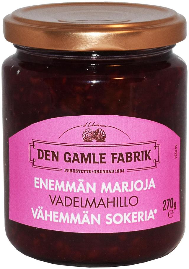 Den Gamle Fabrik enemmän marjaa vähemmän sokeria vadelmahillo 270g