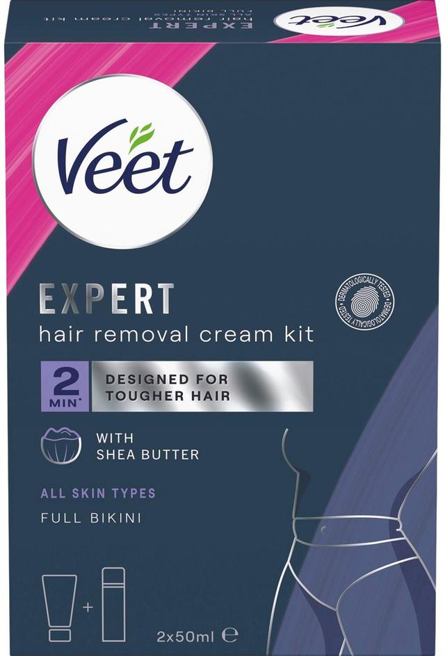 Veet Expert Full Bikini Hair Removal Kit all skin types 2x50ml