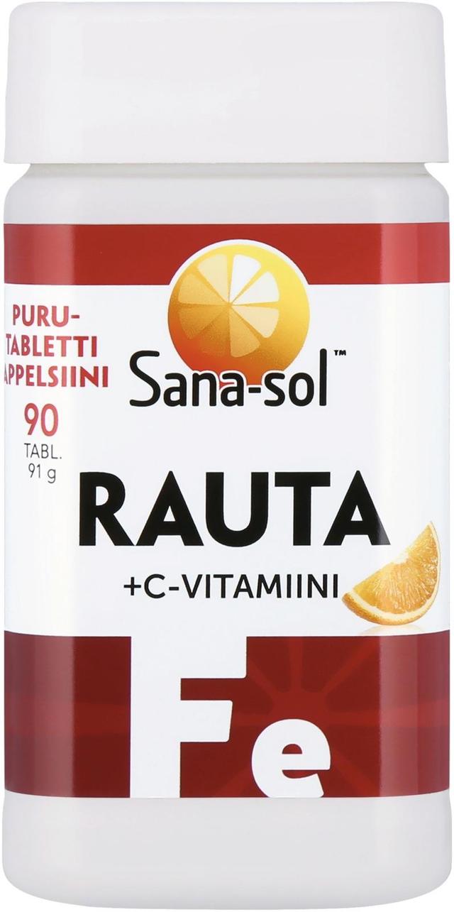 Sana-sol Rauta+C-vitamiini appelsiininmakuinen purutabletti ravintolisä 90tabl