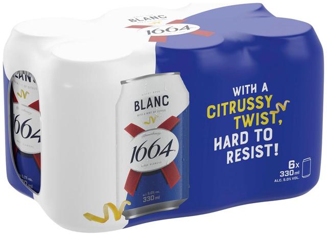 6-pack 1664 Blanc olut 5% tölkki 0,33 L