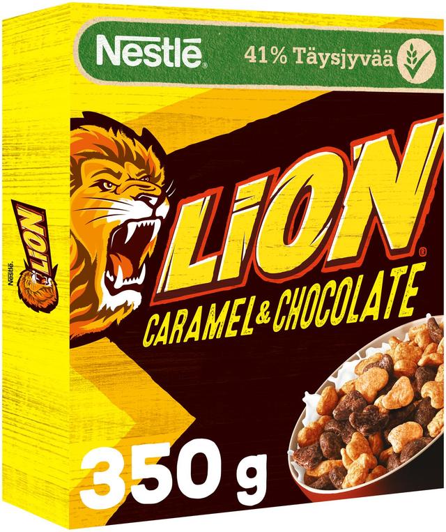 Nestlé Lion 350g suklaan ja toffeen makuisia vehnä-riisimuroja