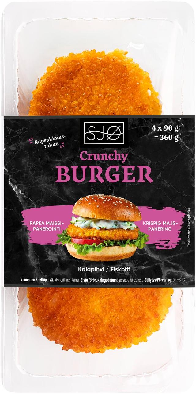 SJØ Crunchy kalaburger paneroitu gluteeniton (4x90g) 360g