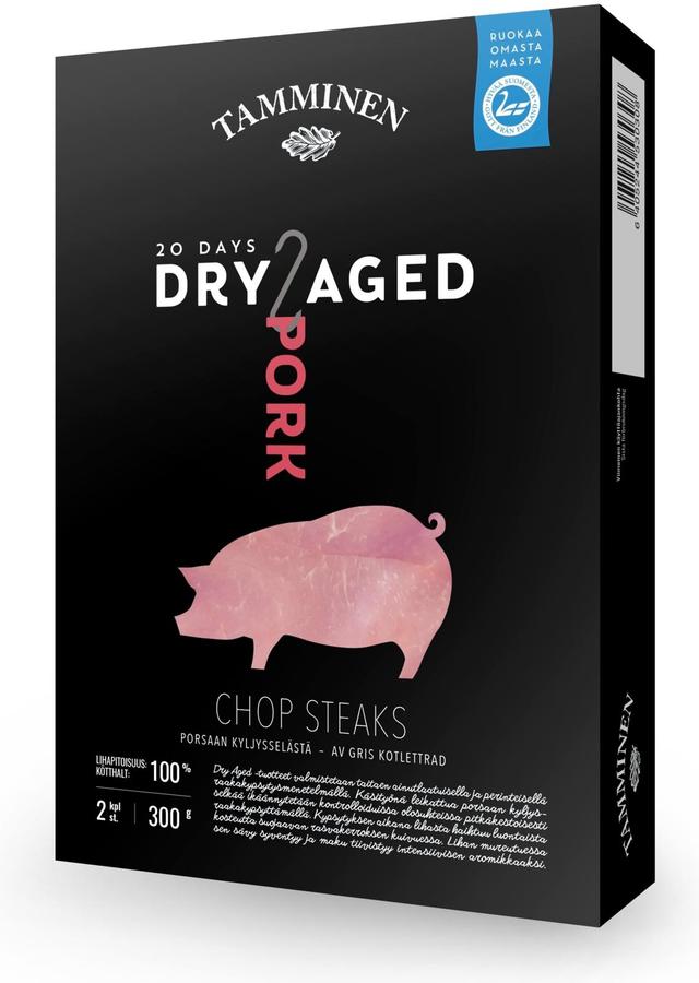 Tamminen porsaan Dry Aged Chop Steaks kyljysselästä 2kpl 300g