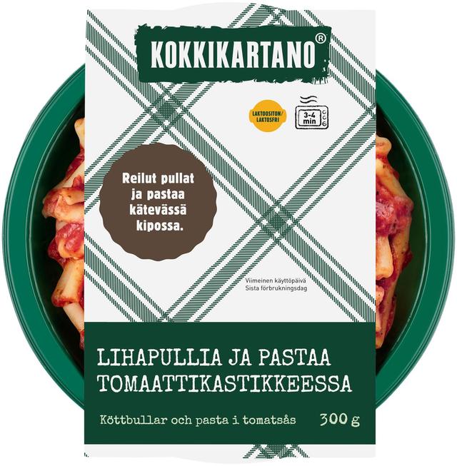 Kokkikartano Lihapullia ja pastaa tomaattikastikkeessa 300g