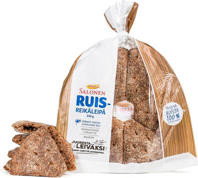 Perheleipuri Salonen Ruisreikäleipä 330g ruisleipä, halkaistu