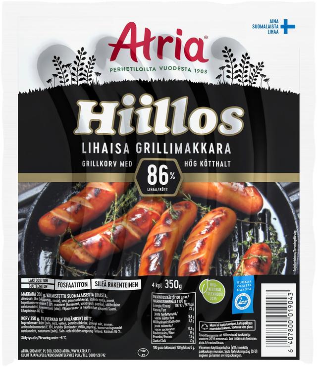 Atria Hiillos Lihaisa Grillimakkara 350g